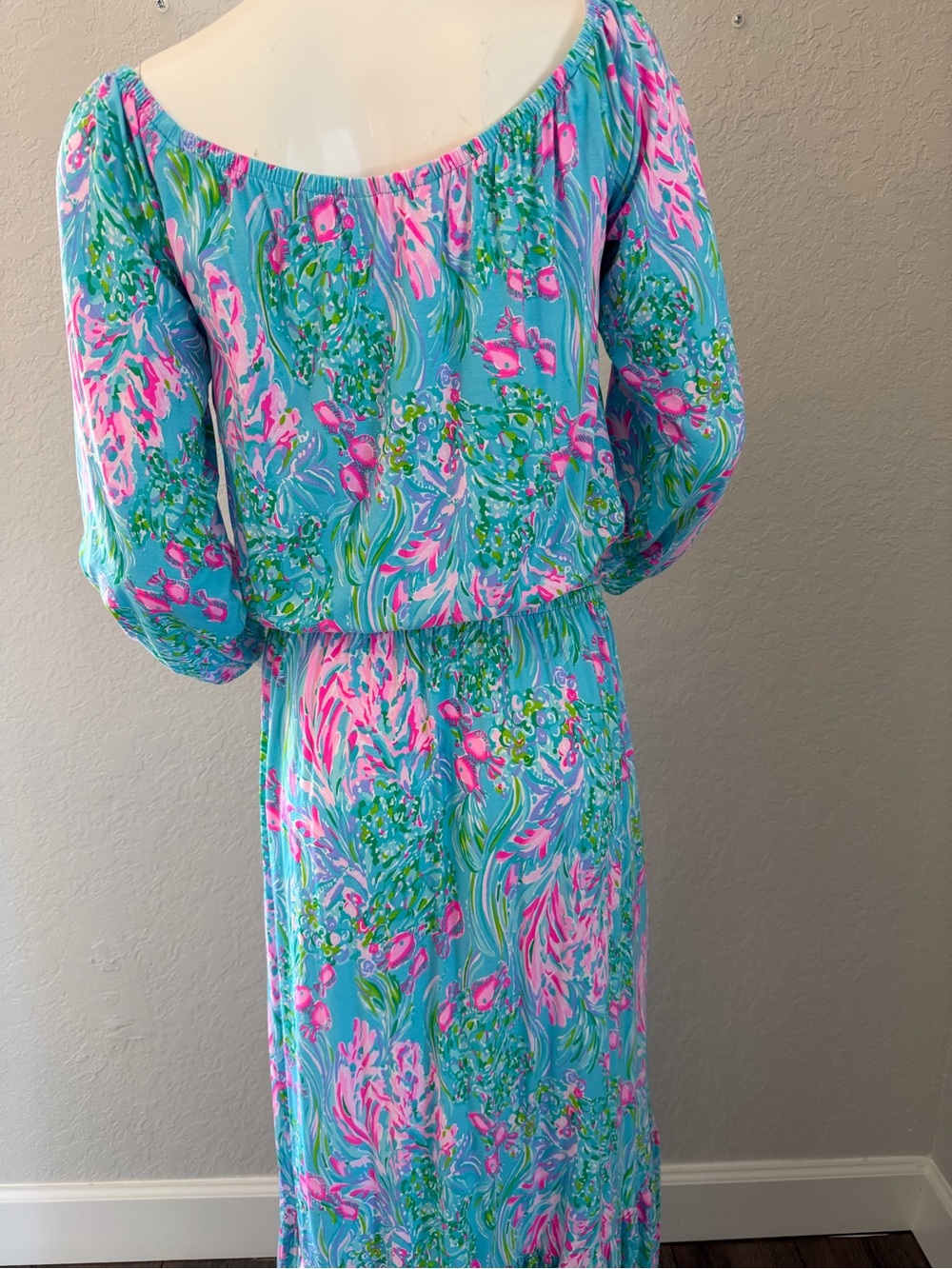 Lilly Pulitzer Odella Maxi Ruffle Dress Off the Shoulder Long Sleeve Size M - Picture 3 of 6